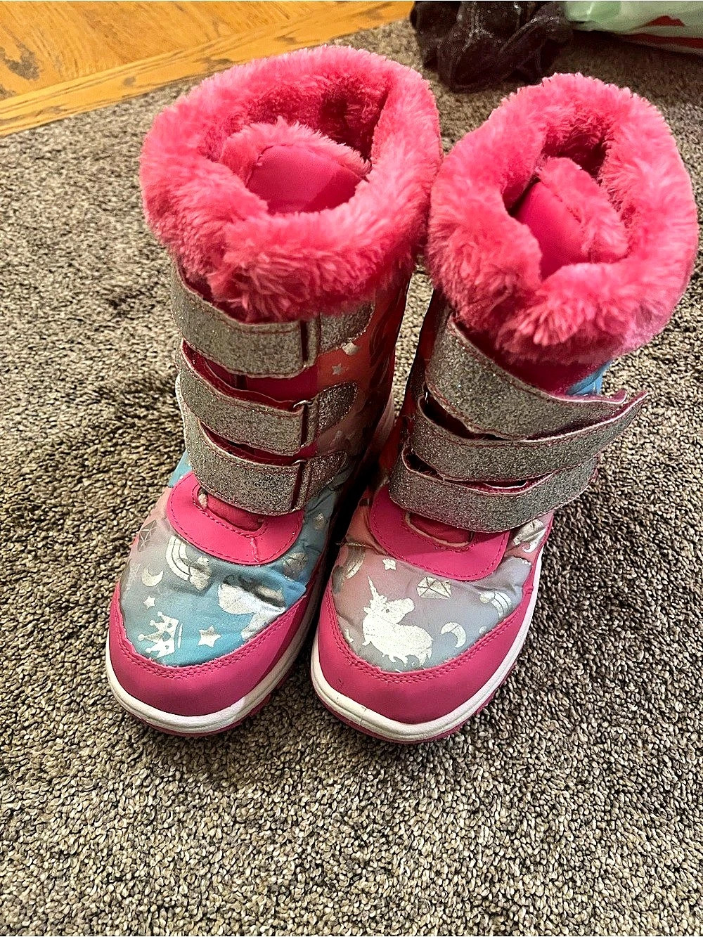 Girls US 2 Pink & Blue Boots